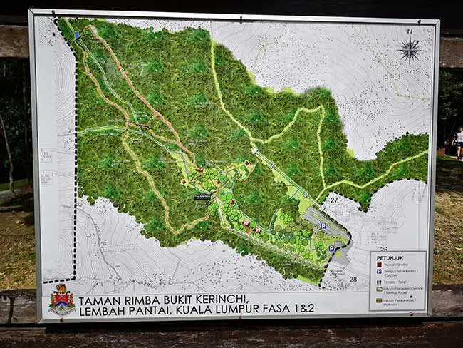 a map view of taman rimba bukit kerinchi in the park
