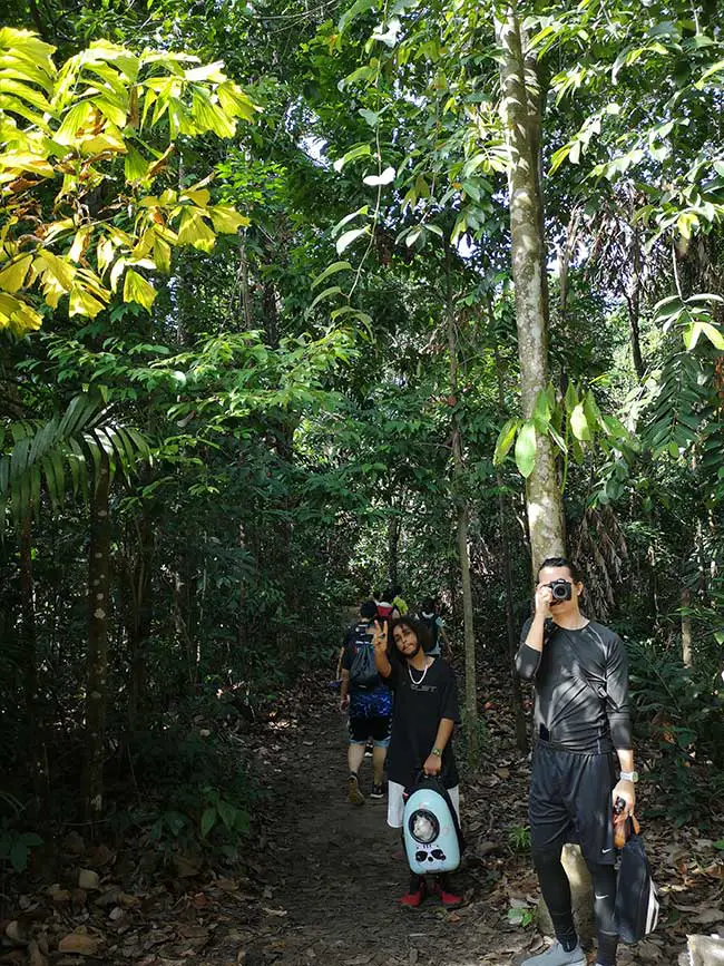 hiking friends taking photos