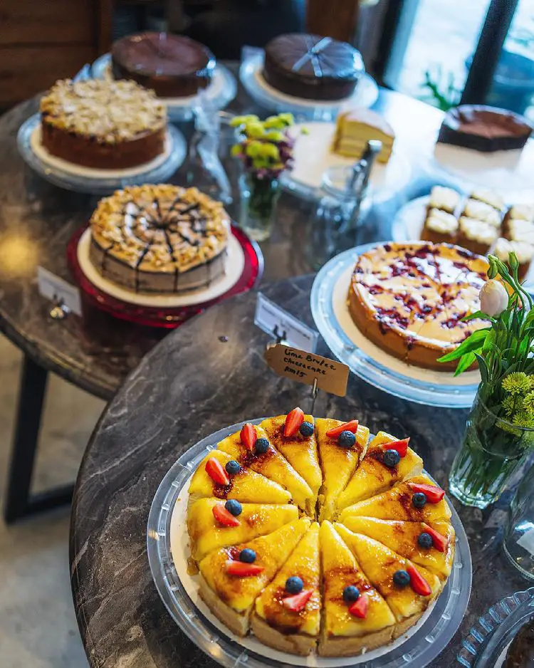 this cafe has a huge selection of cakes