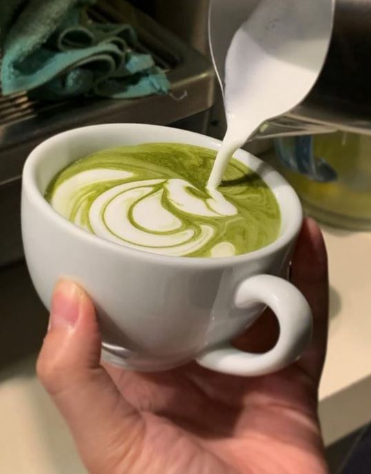 matcha latte by encore a cafe in taman desa