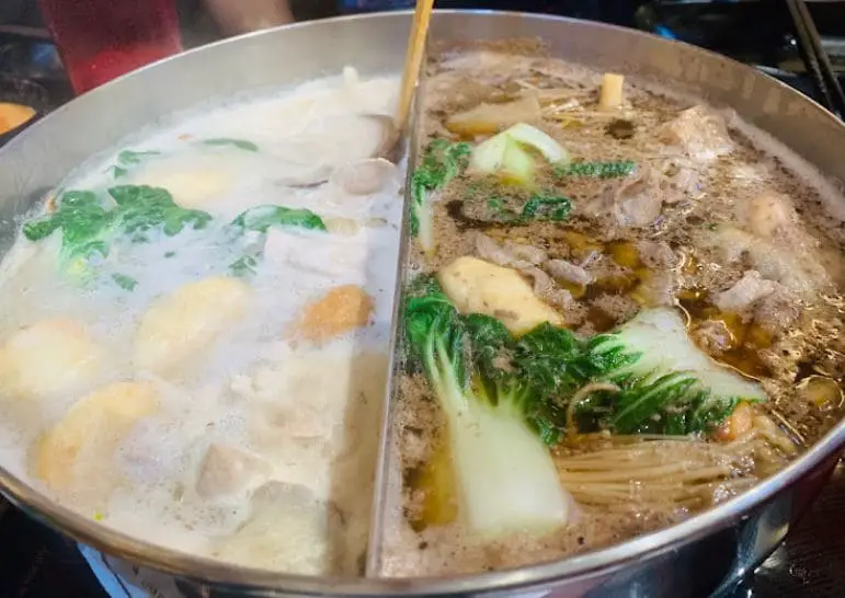 heavily boiled ingredients in a hotpot at sukiya