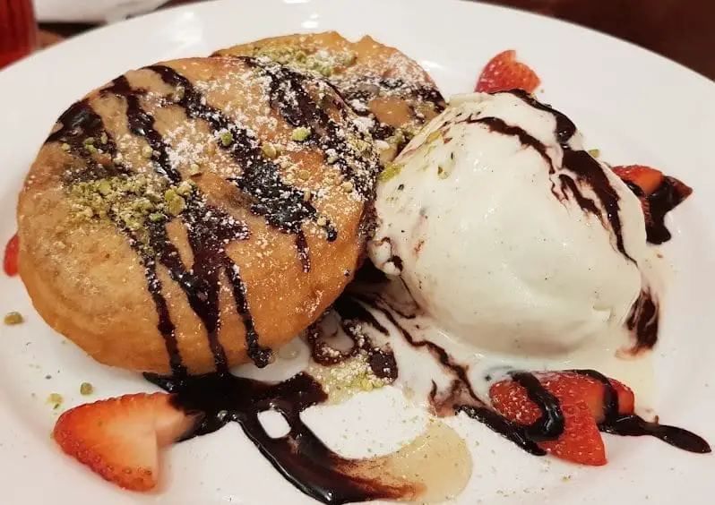 ice cream and fried dessert served in a dog cafe singapore