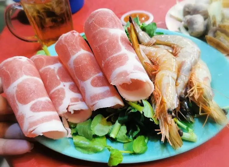 ingredient portion for the steamboat in tuan yuan restaurant located in cameron highlands