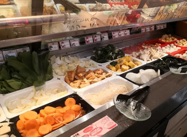 ingredients counter at sukiya