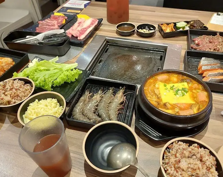 ingredients ready for the grill in seoul garden bugis