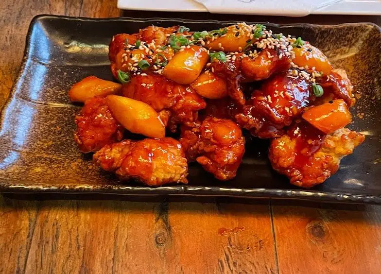 korean rice cake and fried chicken in joo bar bugis korean food