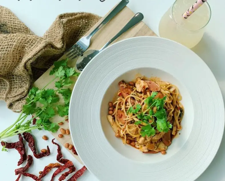 pasta served in menage dog cafe singapore