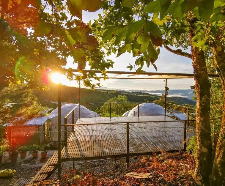 platform overlooking the glamping sit