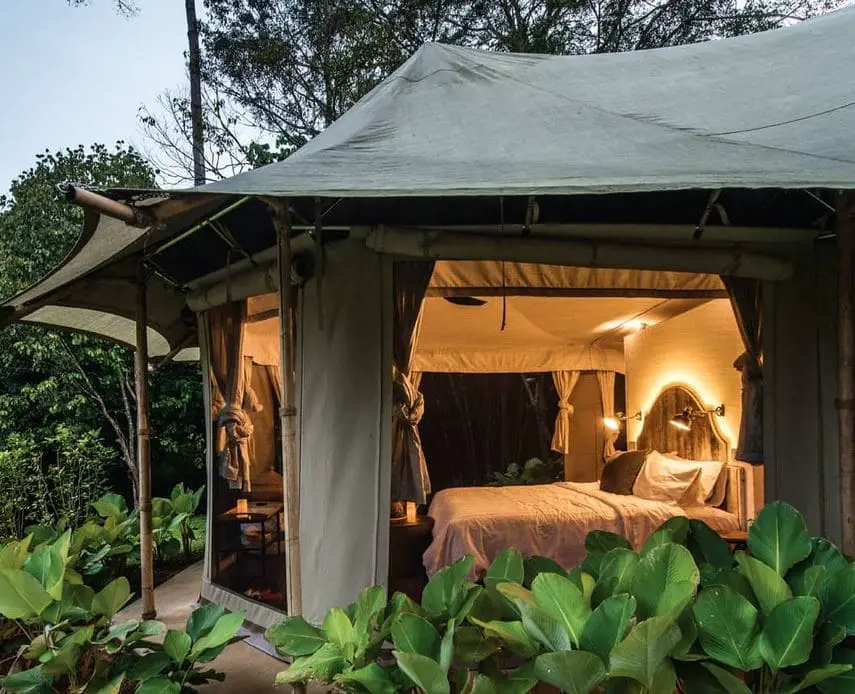 romantic tent setup for getaway with glamping in janda baik malaysia