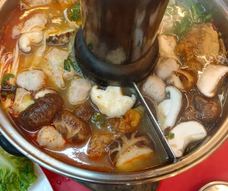 savory ingredient cooked in the steamboat of kwan kee restaurant in cameron highlands
