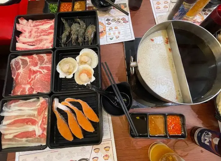 seafood and meat selection at sukiya hotpot bugis