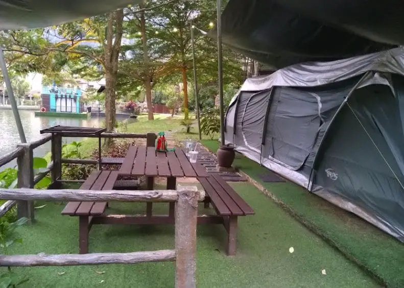 seating area outside the glamping tent