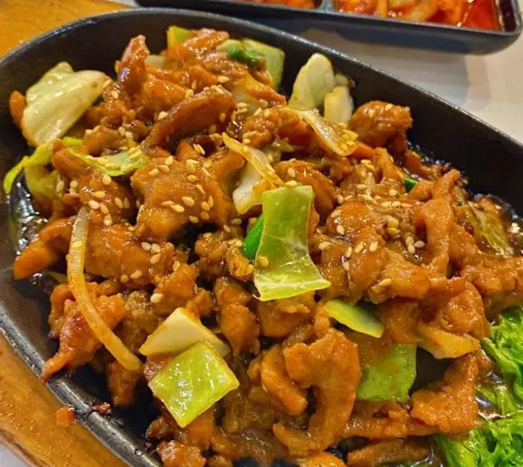 stir fry pork meat at hangawi located in bugis