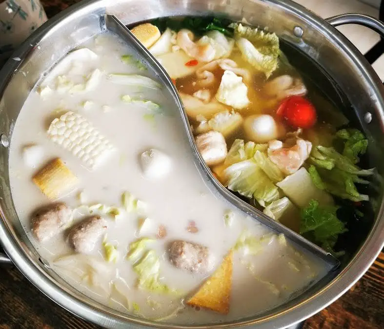 this cameron highland steamboat restaurant is famous for their pork soup base