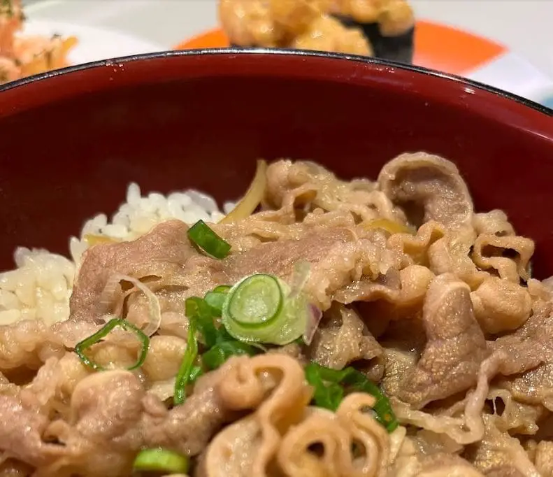 beef rice bowl at genki sushi in bugis