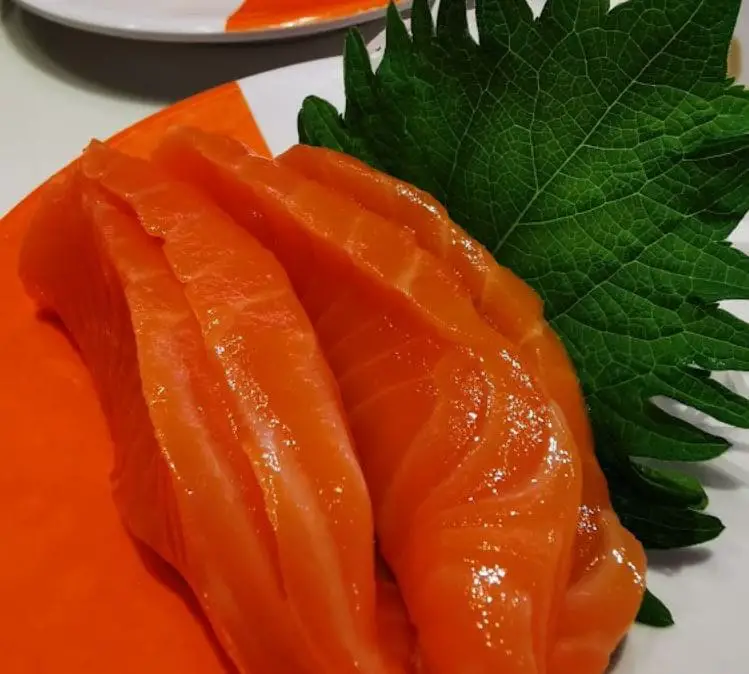 close up salmon sashimi at genki sushi bugis