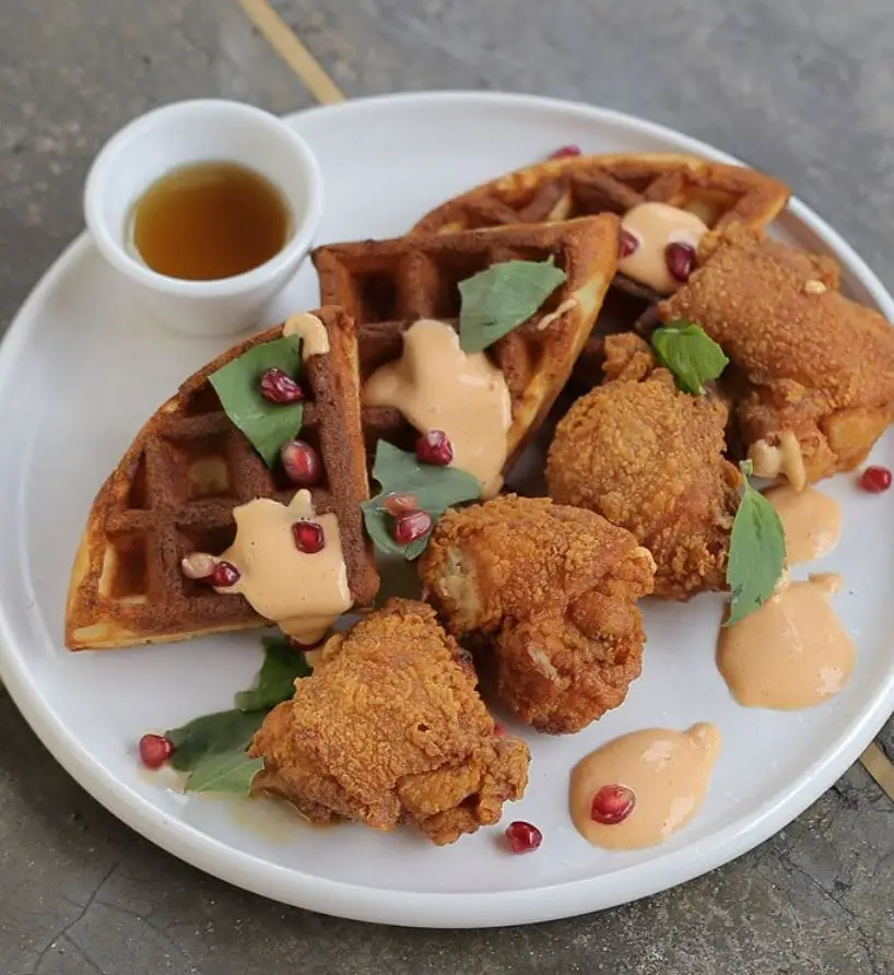 crispy fried chicken and waffle by vcr