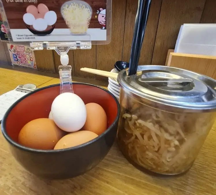 free flow of eggs and bean sprouts in keisuke ramen bugis japanese food restaurant