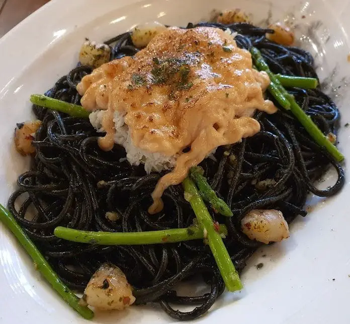 squid ink pasta with mentai topping at miam miam that serves one ofthe best fusion bugis japanese food