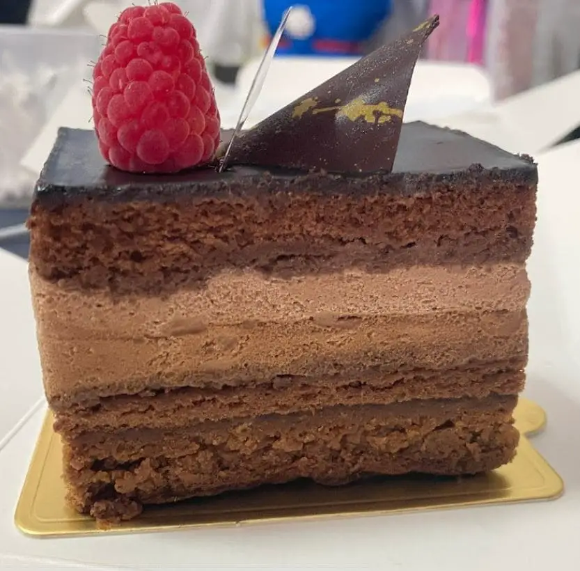 a slice of raspberry cake at four leaves bugis cake shop