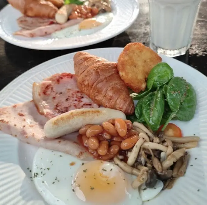 breakfast ham croissant egg mushroom beans salad breakfast at big ben breakfast and western food penang