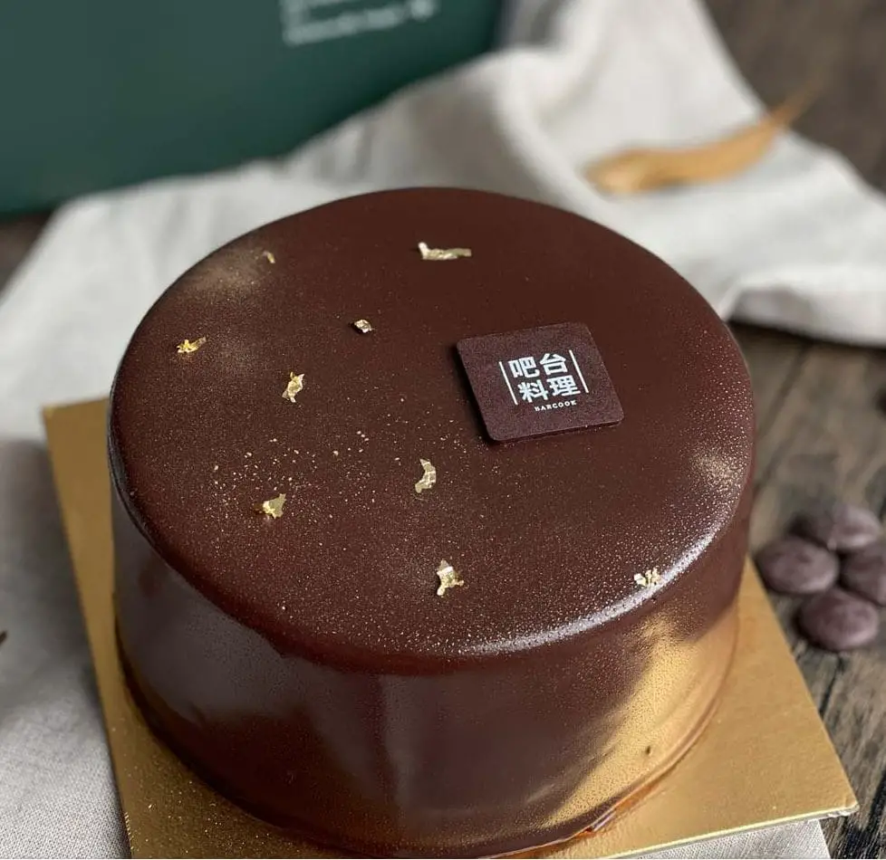 chocolate cake with gold flakes by barcook bakery in bugis