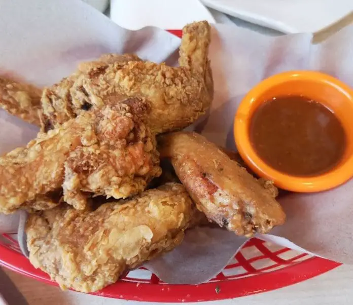 fried chicken with sweet and hot sauce at james foo western food penang