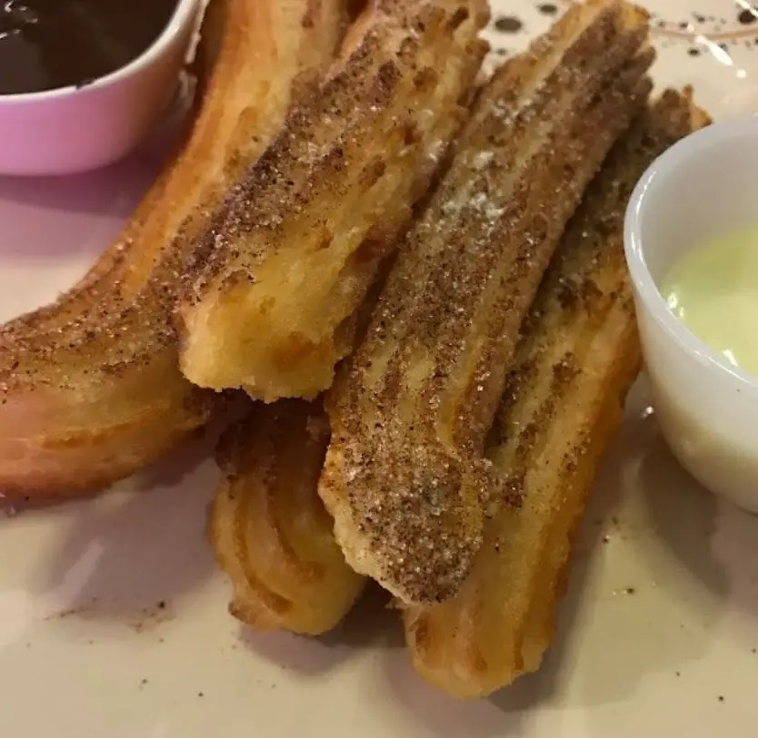 tasty churros with two dips available at molten cafe