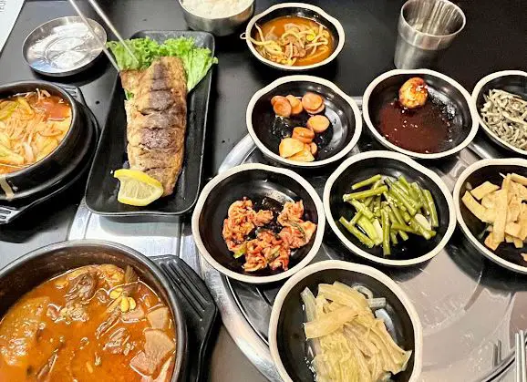 all the variety of dishes served at hyang yeon korean restaurant