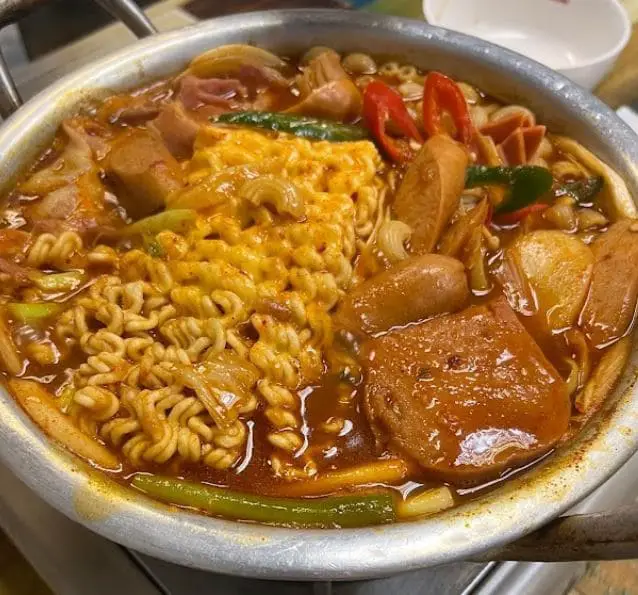 army stew served at chicken up korean restaurant at tanjong pagar