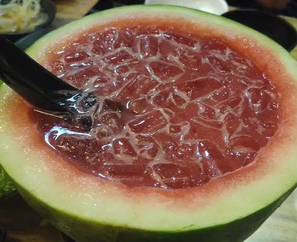 refreshing watermelon punch with ice only at supulae korean bbq