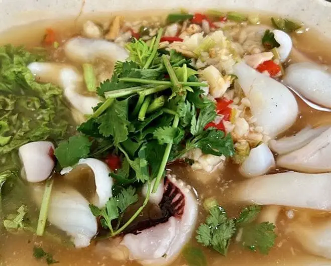 soupy thai squid dish in somkid food corner tanjung tokong penang
