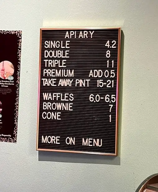 apiary ice cream menu in tanjong pagar