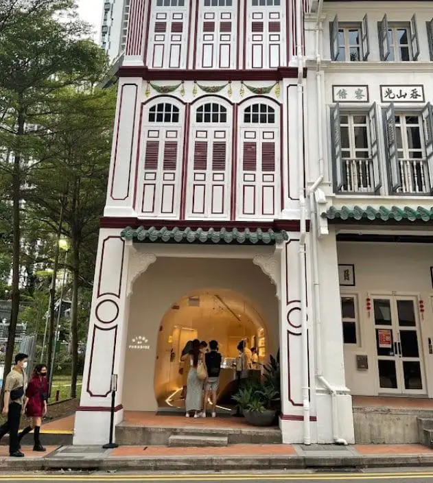 arc entrance of birds of paradise gelato boutique dessert cafe in tanjong pagar