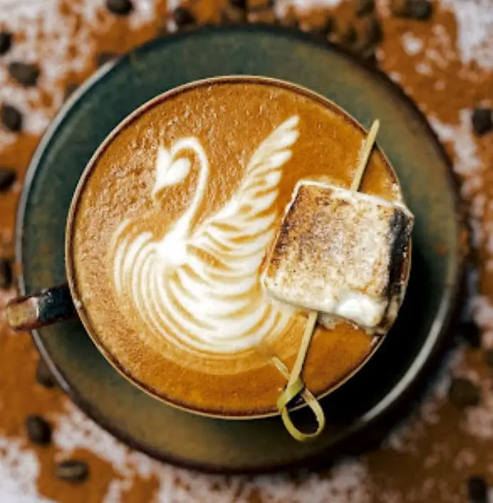 cafe latte art served in Alice Boulangerie tanjong pagar