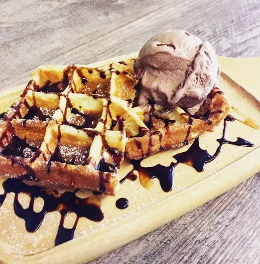 ice cream waffle is a popular choice at 5 the moments cafe