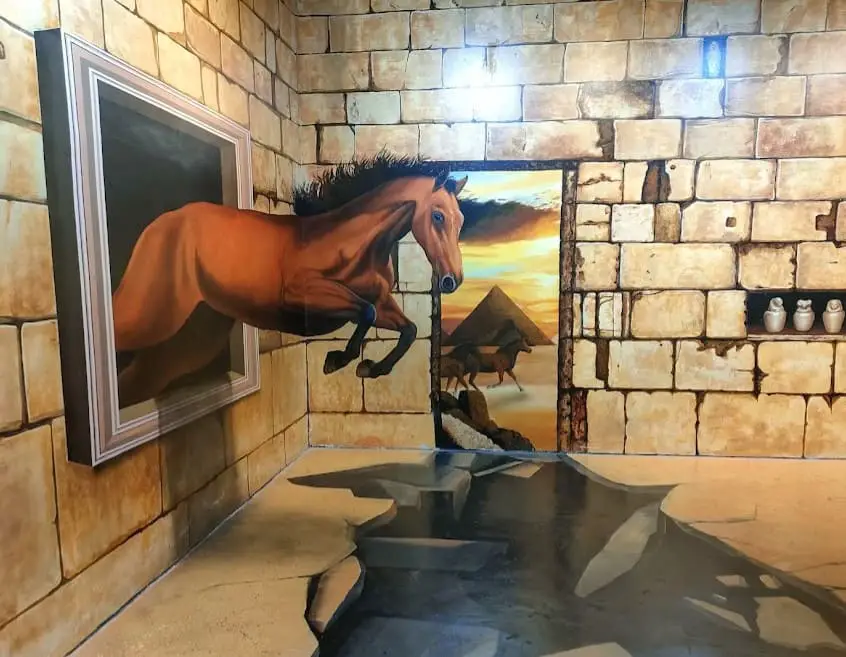 3d horse mural at magic art 3d melaka which is one of the cool attraction in melaka