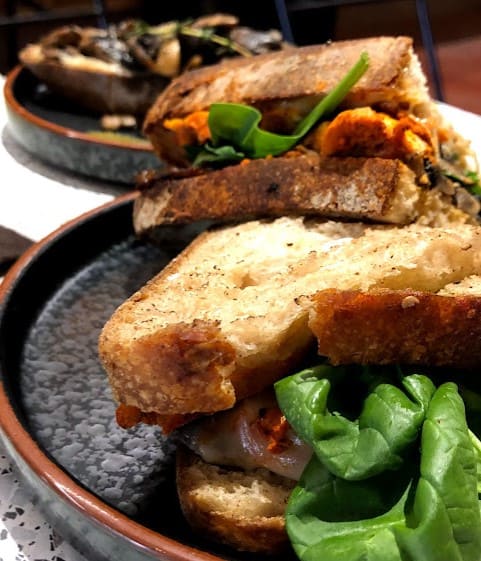 Transparent Coffee bread and salad