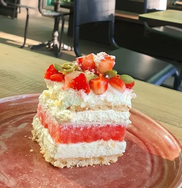 watermelon cake at Naj & Belle SS15 Courtyard