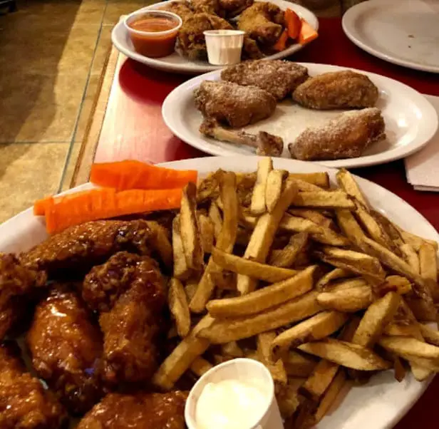buffalo wings and fries from Bronzie's Place in hamilton