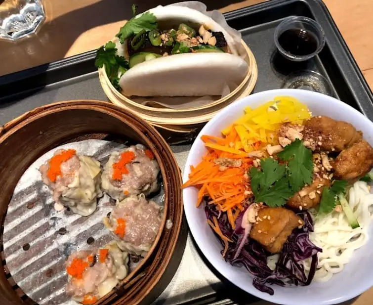 dim sum bread and noodles served at Mean Bao dim sum restaurant in toronto