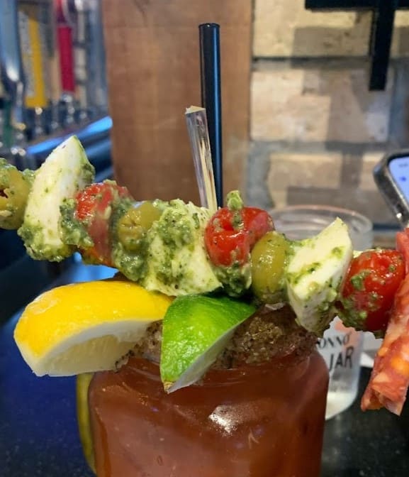 drink with skewer from The Boot Social Pizzeria