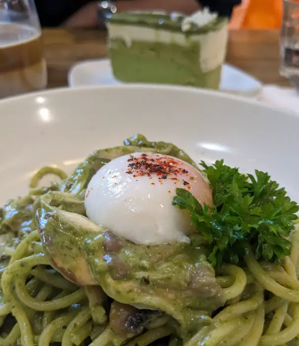 green pasta from Good Blue Men