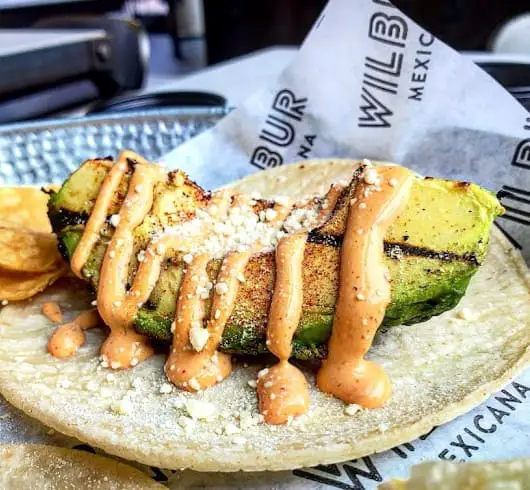 grilled avocado served at Wilbur Mexicana