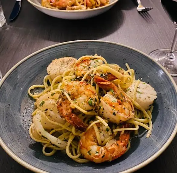 large shrimp and scallop spaghetti from Grappa Restaurant italian