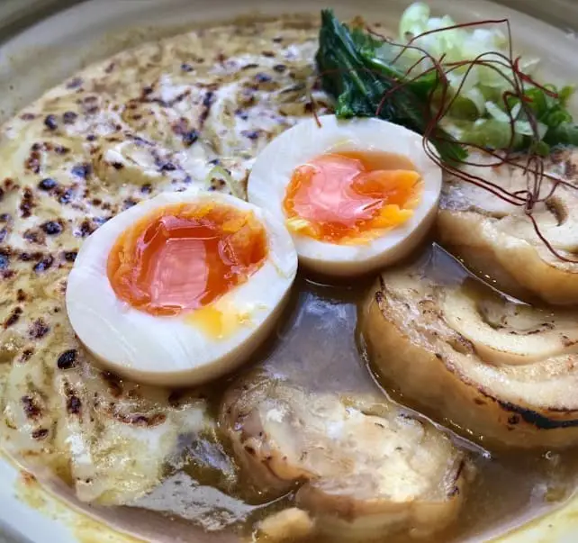 onsen tamago and pork soup at Nippori Cafe