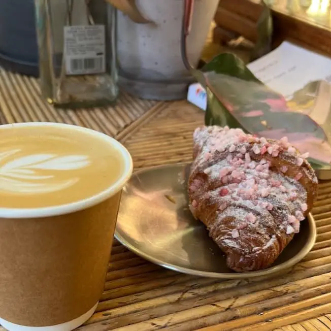 pink sprinkle croissant from Rooms Coffee