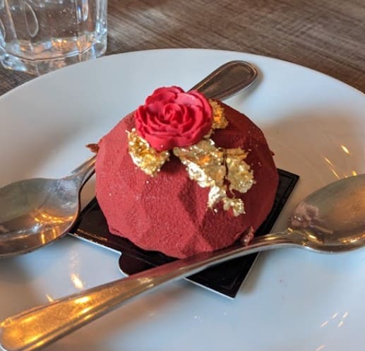 rose dessert from Cellar Door Restaurant