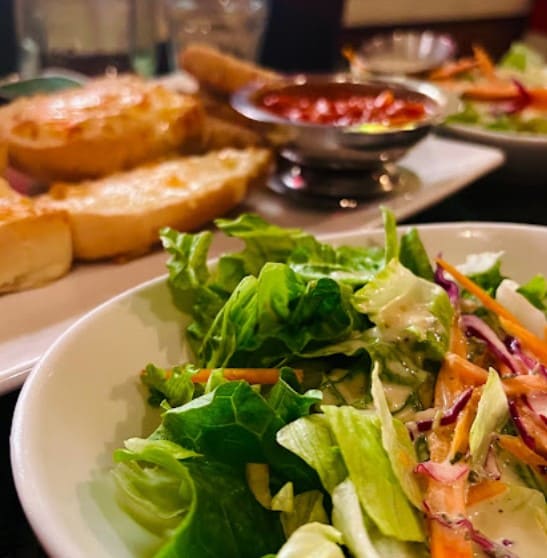 salad greens and bread at The Old Spaghetti Factory in toronto