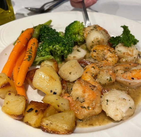 seafood and vegies from Donatello toronto